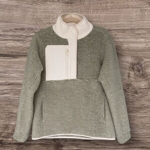Dudley Stephens Cherry Lawn Pullover Basil Cream Sherpa Fleece Waffle XS